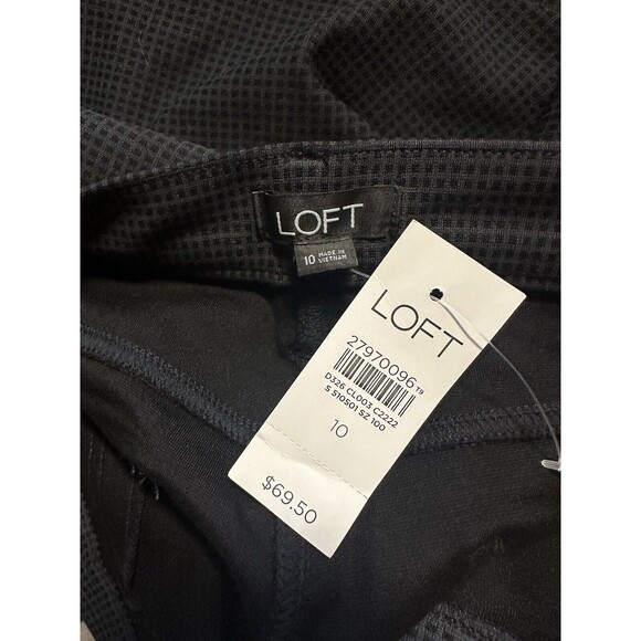LOFT Black/Gray Ponte Pants Skinny Flat Front Size 10 NWT!! - Picture 3 of 4